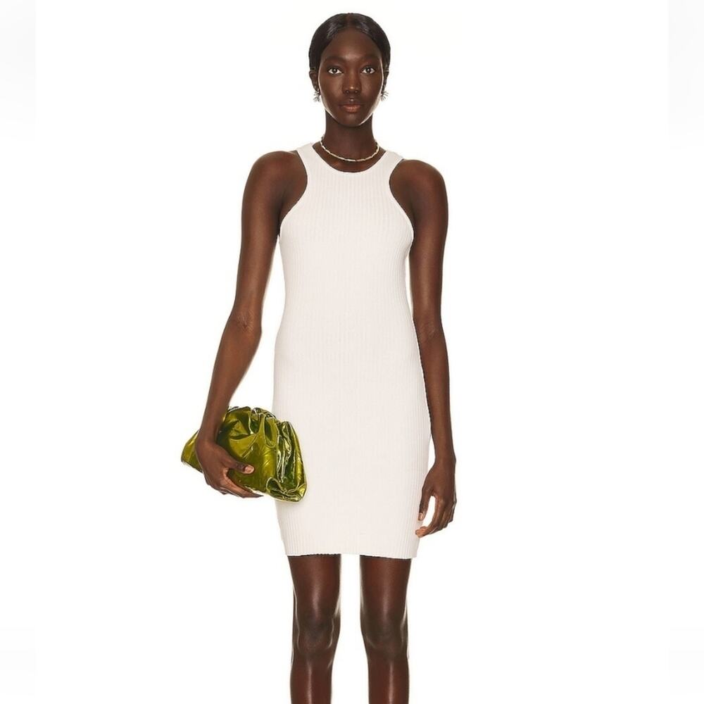 The Range Primary Rib Carved Mini Dress in Lt Shell White Size XS Sleeveless